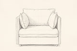 Pencil drawing of the Faenza chair, front view