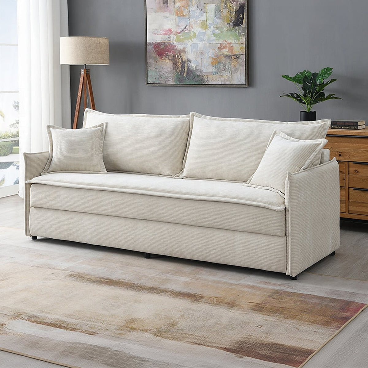 Faro Condo Size Sleeper Sofa w/Storage - Beige