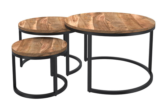 Farrow Solid Mango Wood 3-Piece Nesting Coffee Table Set - Spread Them Around the Room