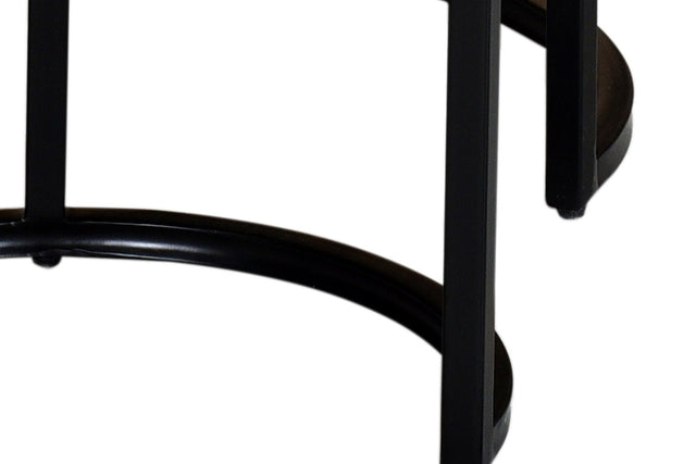Farrow Solid Mango Wood 3-Piece Nesting Coffee Table Set - Powder-Coated Metal Frames