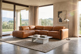 Octavia Distressed Italian Aniline Leather Reclining Corner Sectional Sofa