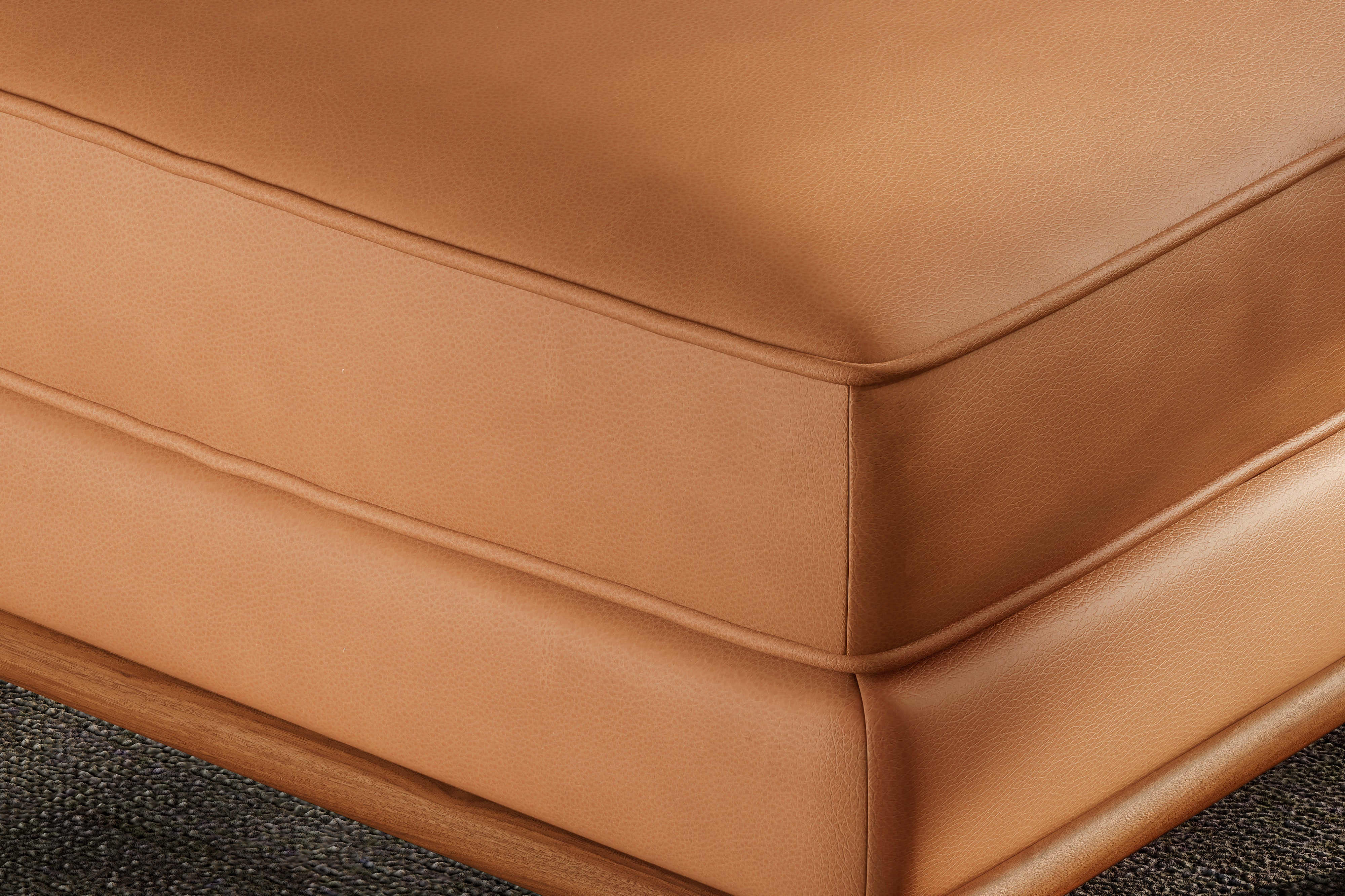 Valencia Artisan Top Grain Leather Ottoman, Cognac