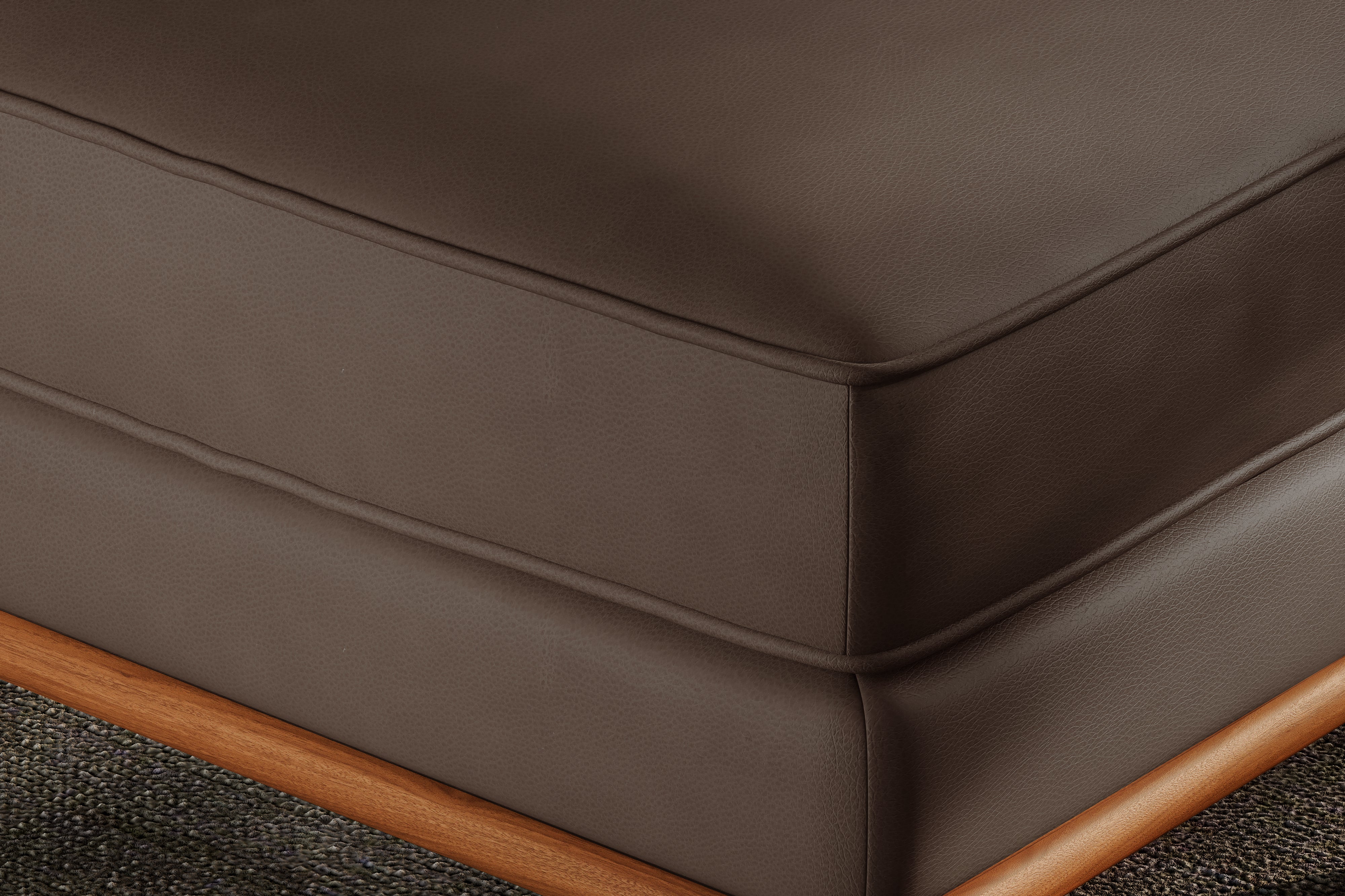 Valencia Artisan Top Grain Leather Ottoman, Chocolate