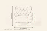 Feltre dimensions: 32.5 in wide, 32.5 in deep, 33 in high, seat 16.5 in high, arms 21.6 in high