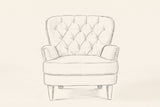 Pencil drawing of the Feltre chair traced from the front view