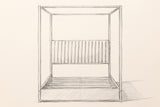 Pencil drawing of the Fermo canopy bed traced from the front view