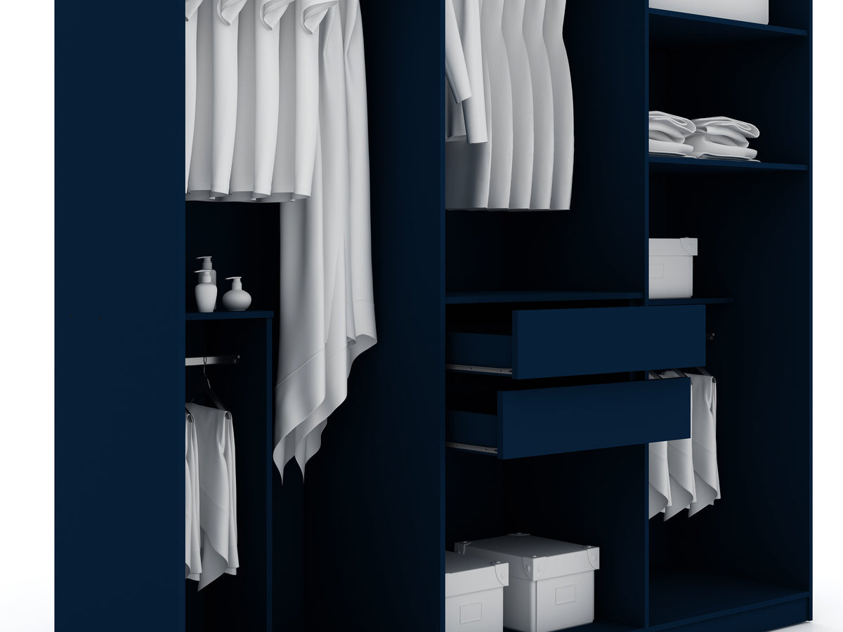Torino Modern Freestanding Wardrobe - Midnight Blue