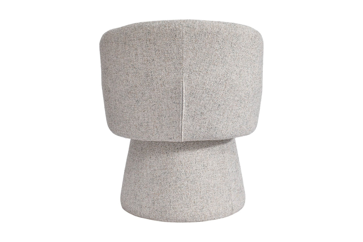 Finley accent chair back view, fully upholstered in sand fabric