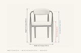 Fiuggi dimensions: 22.75 in wide, 21.75 in deep, 31.5 in high, seat 19.5 in high, arm tubes 28.75 in high