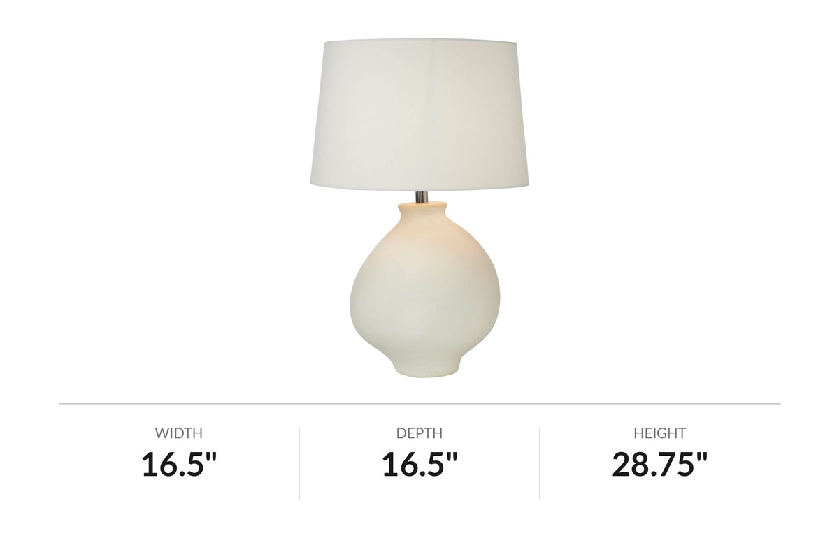 Florence table lamp dimensions, 16.5 in wide and 28.75 in high