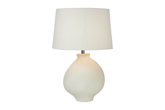 Florence White Ceramic Table Lamp with Linen Shade - Light That Warms the Room