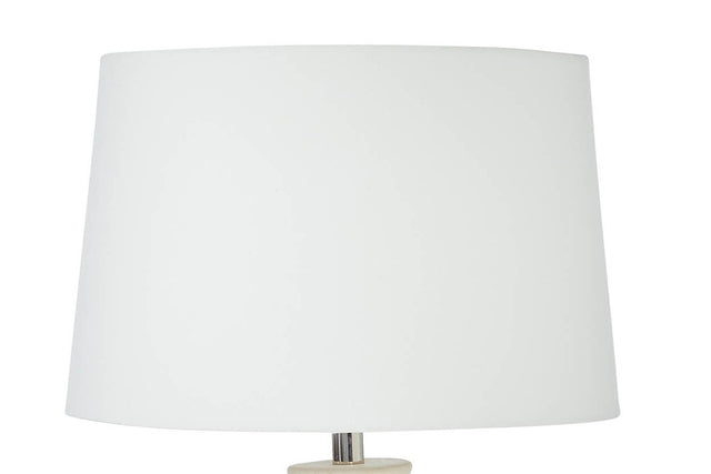 Florence White Ceramic Table Lamp with Linen Shade - Large Linen Shade