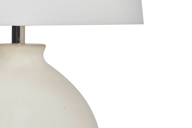 Florence White Ceramic Table Lamp with Linen Shade - Vase-Inspired Form