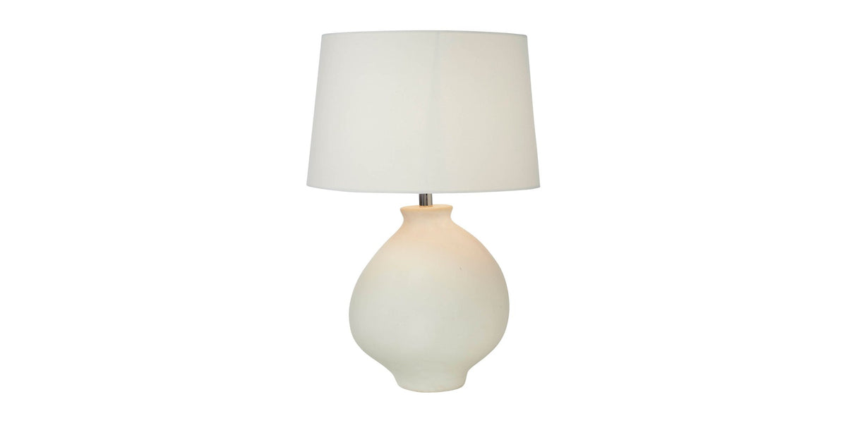 Florence White Ceramic Table Lamp with Linen Shade