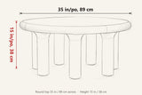 Fontanellato dimensions on a pencil sketch of the coffee table: 35 in round, 15 in high