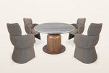 Frascati 5-piece dining set with four brown boucle chairs