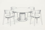 Pencil sketch of the Frascati dining set, three-quarter view from above