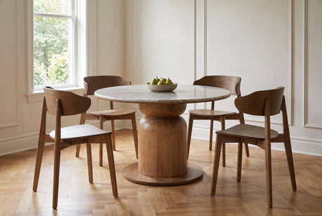 Frascati Round Marble Pedestal 5-Piece Dining Set