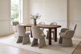 Gaiole 7-piece dining set in a bright Toronto dining room: the freeform dark walnut mango table