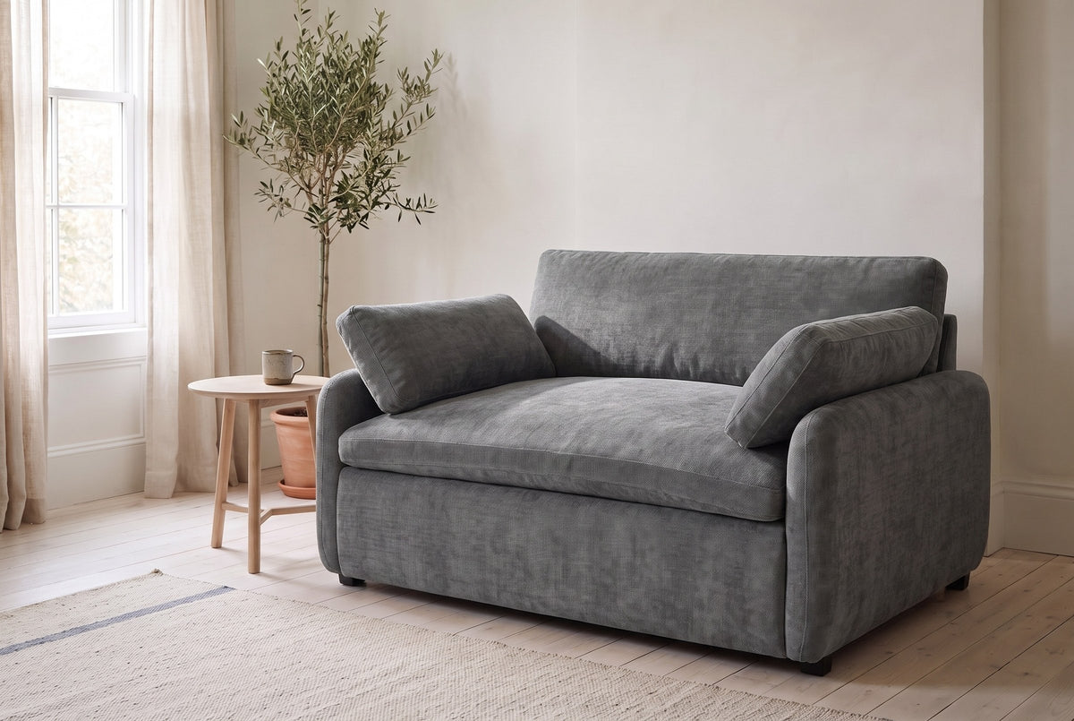 Gallipoli chair in charcoal gray in a bright Halifax living room in the morning