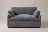 Gallipoli chair in charcoal gray, straight front view: one wide seat cushion, one back cushion