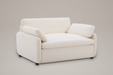 Gallipoli oversized chenille accent chair in ivory white, three-quarter view on a warm grey studio backdrop