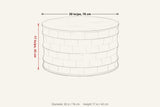 Gangi dimensions on a pencil sketch of the coffee table: 30 in across, 17 in high
