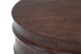 Close-up of the Gangi top in Walnut: mango grain and the crisp eased edge over the upper rim