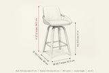 Gardone dimensions on a pencil sketch of the stool: 37.2 in high, 19.7 in deep, 20.7 in wide, seat height 26.4 in