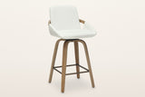 Gardone bentwood swivel counter stool in ivory, three-quarter view on a warm white studio backdrop