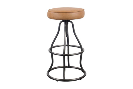 Garrick top-grain leather adjustable bar stool in Cognac, front view