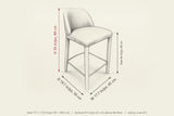 Gavi dimensions on a pencil sketch of the stool: 35 in high, 19.7 in deep, 17.7 in wide, seat height 26 in