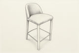 Pencil sketch of the Gavi counter stool, three-quarter view from above