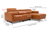 Andria Distressed Italian Aniline Leather Power Reclining Sectional Sofa
