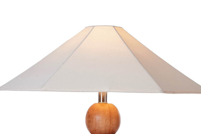 Geneva Stacked Mango Wood Table Lamp - Hexagonal Cotton Shade