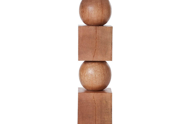 Geneva Stacked Mango Wood Table Lamp - Stacked Spheres and Cubes