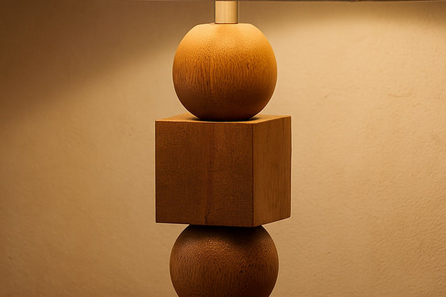 Geneva Stacked Mango Wood Table Lamp - Natural Mango Wood