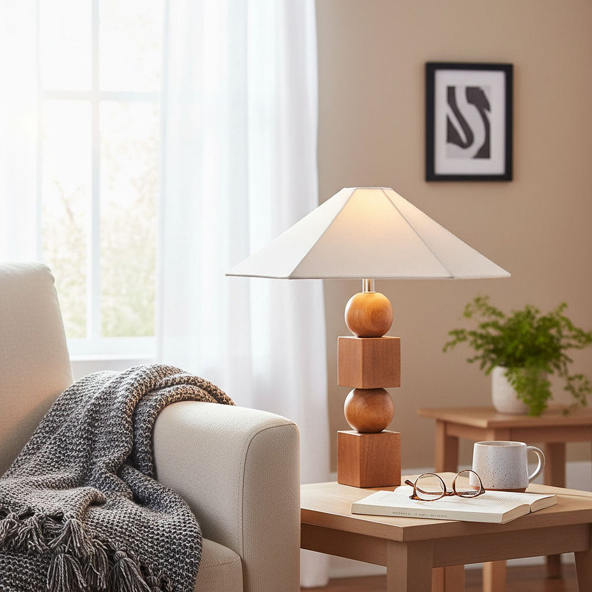 Geneva Stacked Mango Wood Table Lamp
