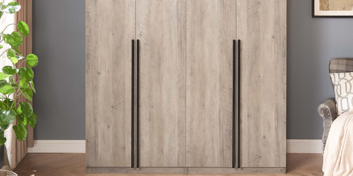 Genoa Modern 2-Piece Freestanding Wardrobe - Rustic Grey