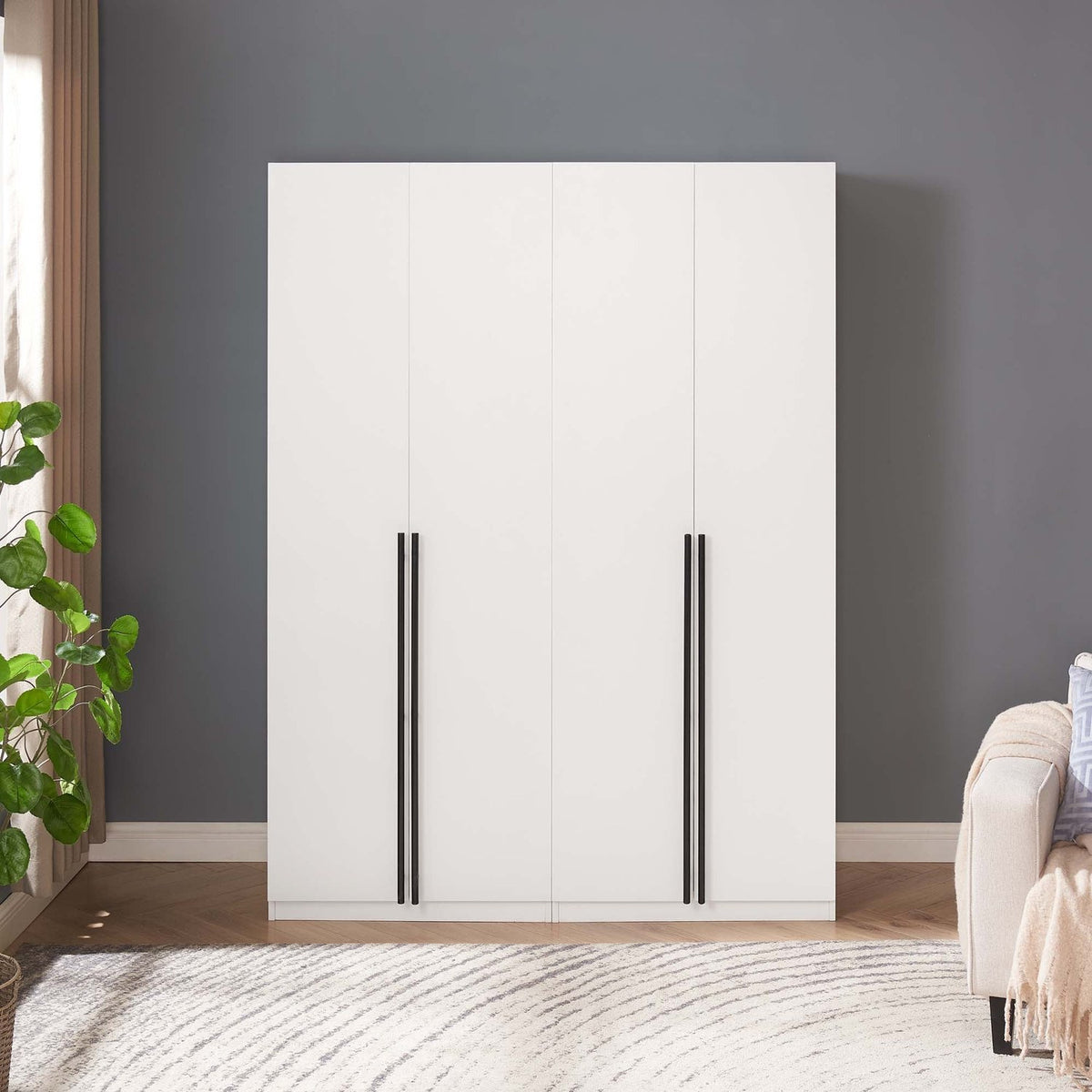 Genoa Modern 2-Piece Freestanding Wardrobe - White