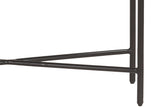 Close-up of the Gideon black wrought iron leg and X stretcher