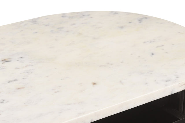 Gideon Marble Top Reeded Mango Wood Console Table - White Marble Top
