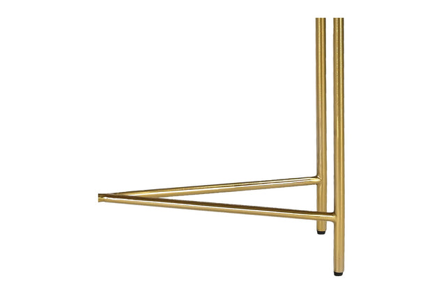 Gideon Marble Top Reeded Mango Wood Console Table - Slim Wrought Iron Legs