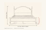 Gradara bed dimensions: Queen 63.3 in wide, 42.9 in high, footboard 19 in high, 85.5 in long