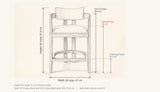 Gradisca dimensions: 24 in wide, 22.5 in deep, 36 in high, seat height 26 in, arm height 33 in, footring 8 in