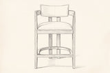 Pencil drawing of the Gradisca counter stool, front view