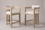 Gradisca counter stools, set of 2, in Natural Ash with ivory woven fabric