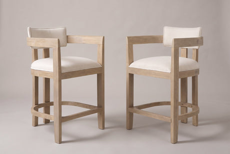 Gradisca counter stools, set of 2, in Natural Ash with ivory woven fabric