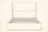 Pencil drawing of the Greve wingback bed traced from the front view
