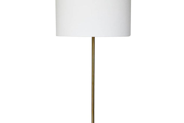 Hadrian Brass and Reeded Wood Floor Lamp - Brass-Finish Iron Pole